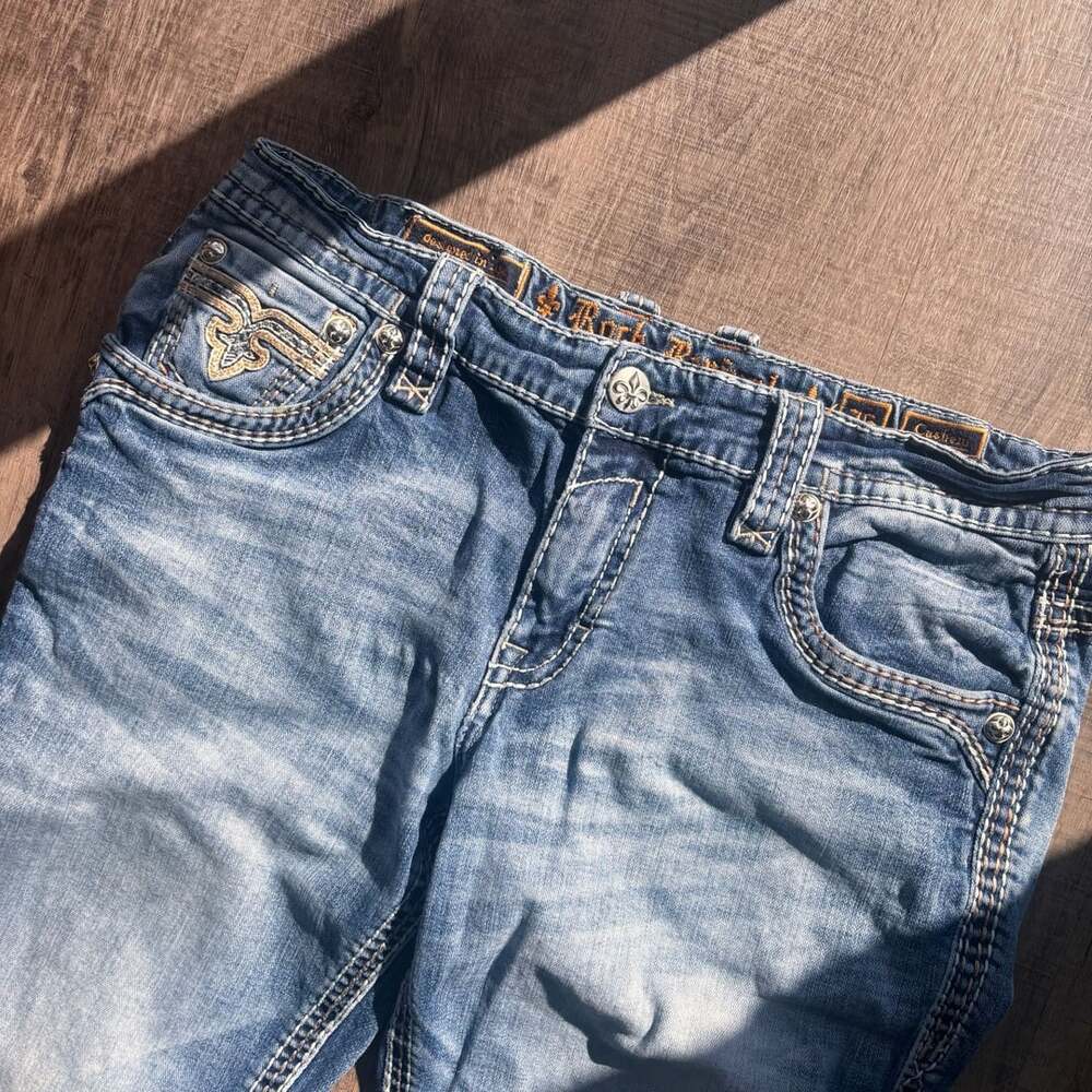 Rock Revival Cashem Alternative Straight Jeans Size 32 Light Blue - Picture 6 of 8